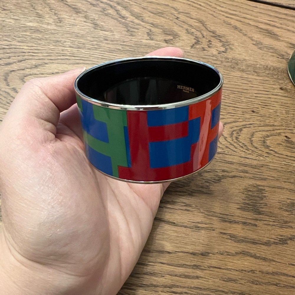 Hermes Multicolor Enamel Logo Bangle